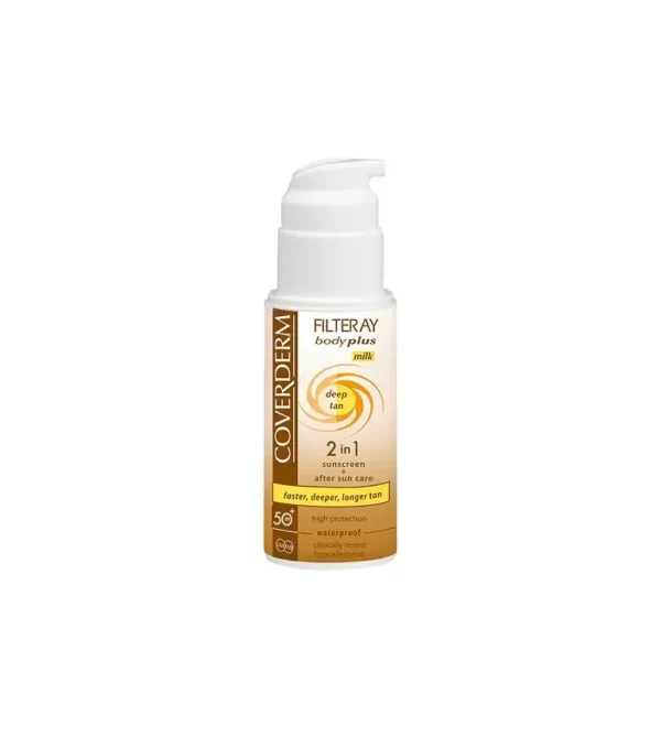 Coverderm Filteray Body Plus pienelis greitesniam įdegiui SPF50, 100ml