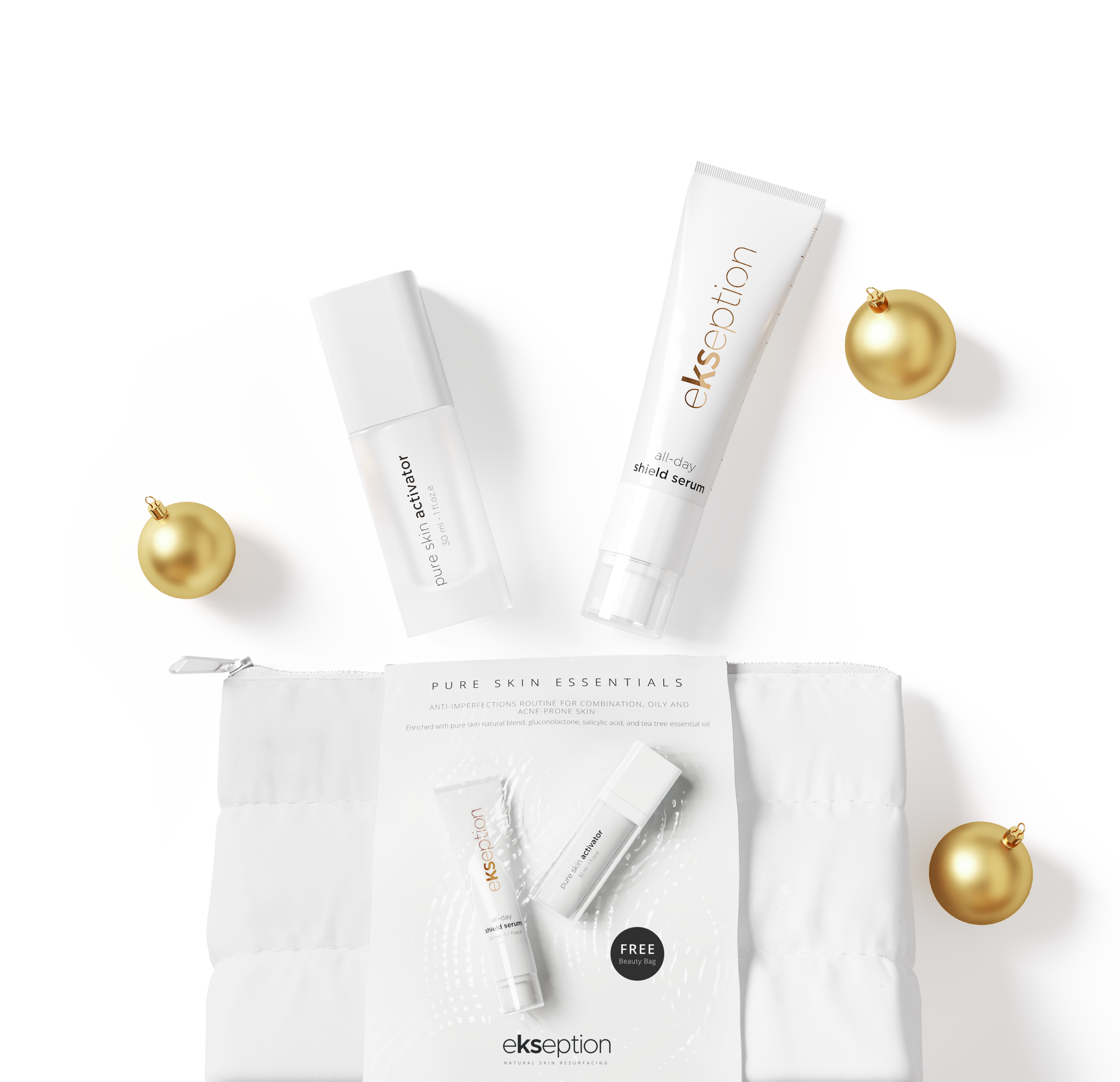 Ekseption kosmetikos rinkinys mišriai ir riebiai, aknės pažeistai odai Ekseption kosmetikos rinkinys mišriai ir riebiai, aknės pažeistai odai